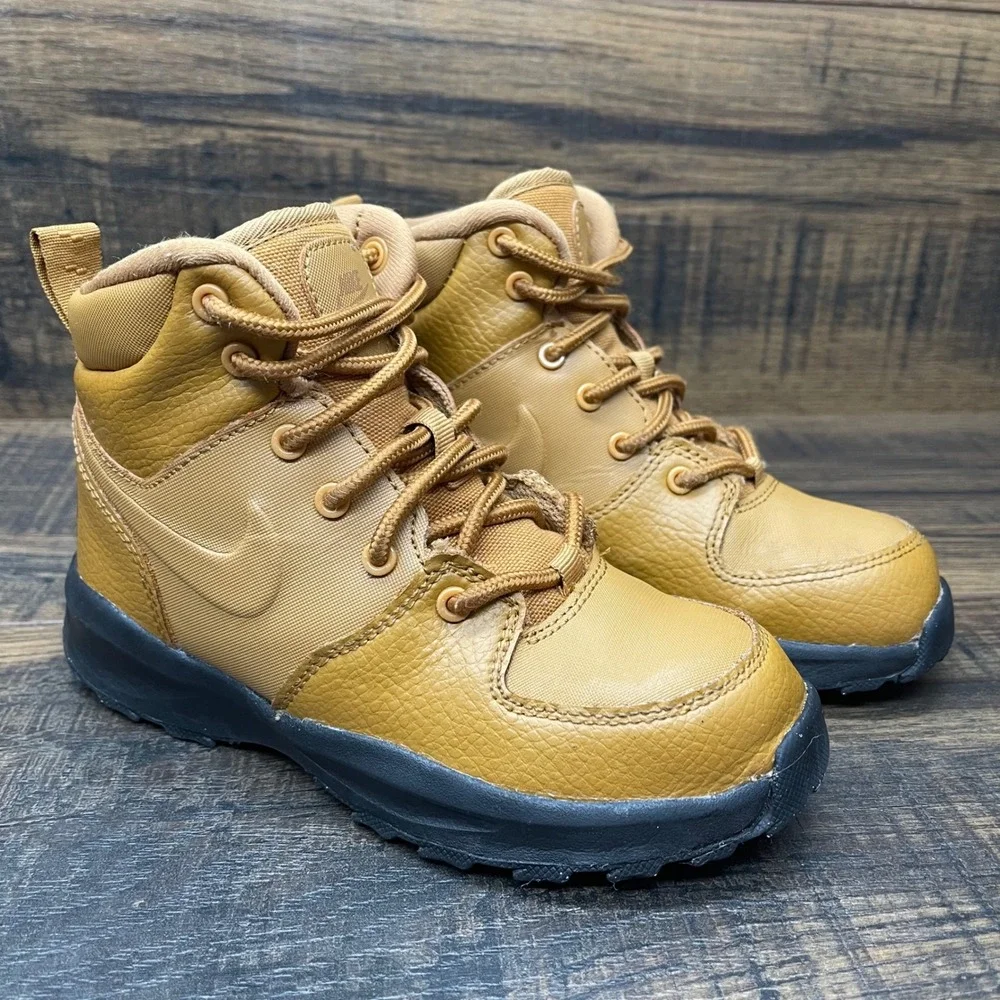Nike Manoa‎ LTR Boots Wheat Brown Kids Size 12C Lace Up Hiking Casual BQ5373-700